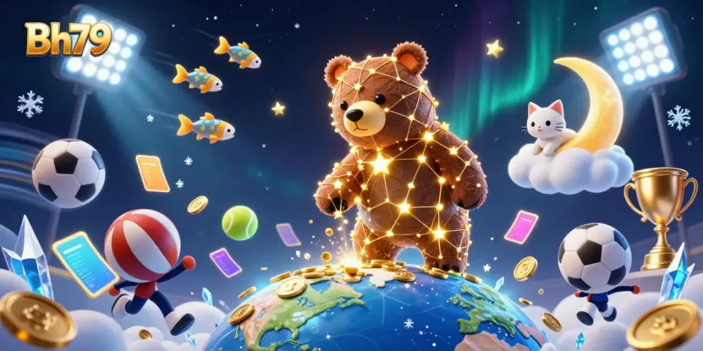 Engage in thrilling gameplay at Bh79, where constellation bear meets golden coins and vibrant sports elements.