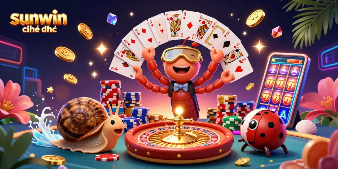 Experience sunwin chính thức with a vibrant scene of 3D characters amidst casino excitement.