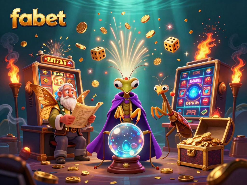 Experience fantastic wins with fabet's captivating casino atmosphere, featuring vibrant characters and game elements.